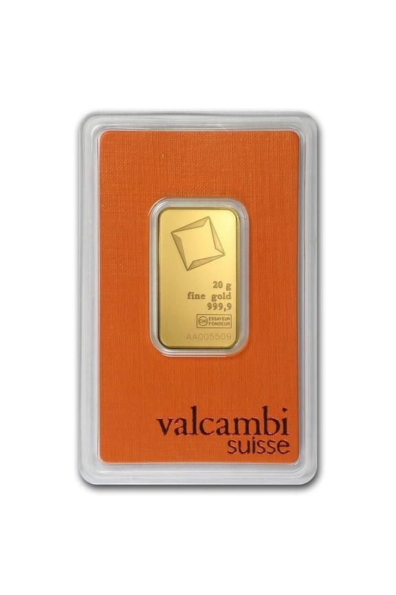 20 Gram Valcambi Suisse .9999 Fine Gold Bar in Assay