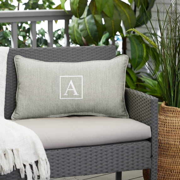 20" Granite Gray Sunbrella "A" Indoor and Outdoor Rectangular Throw Pillow