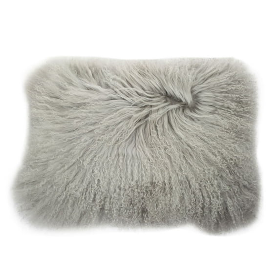 Lamb Fur Rectangular Throw Pillow - 20" - Gray