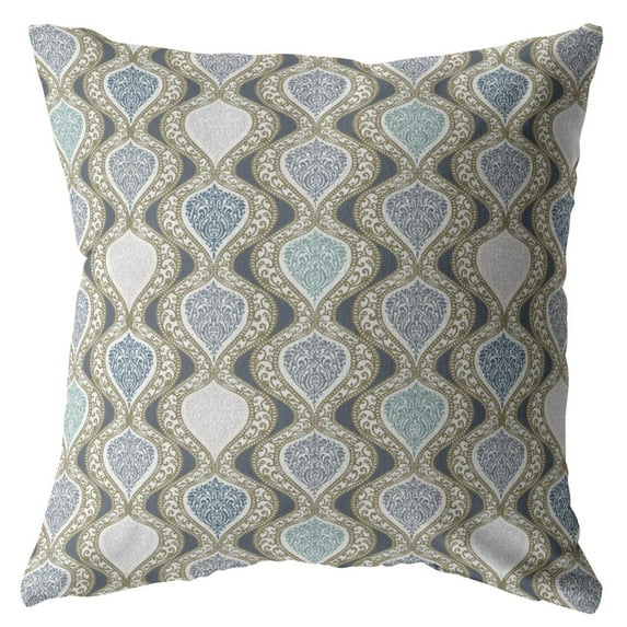 20†Gray Ogee Indoor Outdoor Zippered Throw Pillow