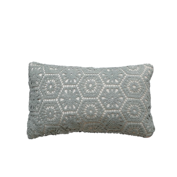 20" Green Crochet Lumbar Pillow by Ashland  - Spring Home Decor