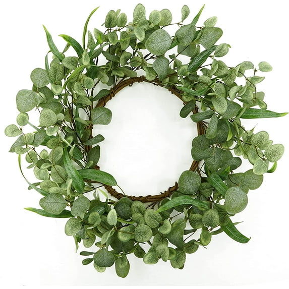 20 '' Green Eucalyptus Wreath for Front Door Artificial Spring Summer Wreath with Large Willow Leaf for Farmhouse Wall Window Outdoor Indoor Wedding Party Home Decor, White Gift Box Included