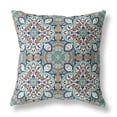 thumbnail image 1 of 20â Green Orange Cloverleaf Boho Zippered Suede Throw Pillow, 1 of 4