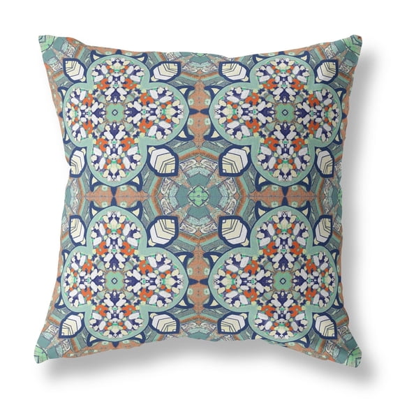 20â Green Orange Cloverleaf Boho Zippered Suede Throw Pillow