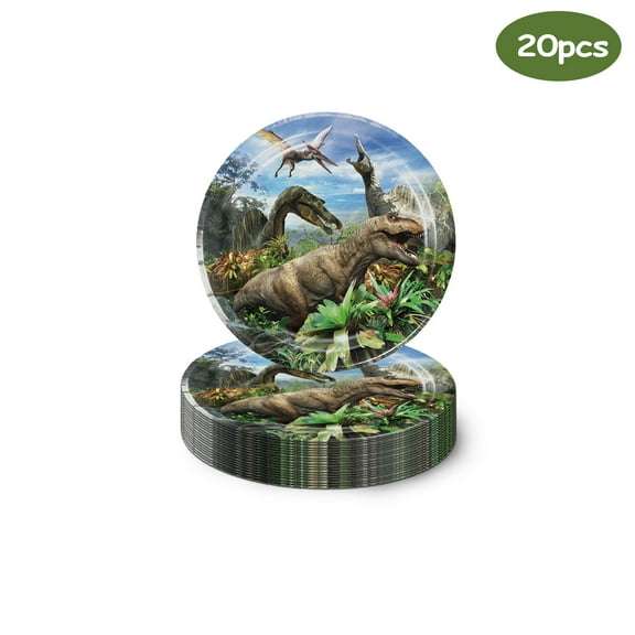 20 Guests Dinosaur Theme 7 inch Dinosaur Party Paper Plates for Baby Shower Jurassic Dinosaur Theme Party Favors Dino Birthday Party Supplies