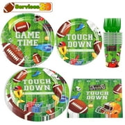 20 Guests Football Party Supplies Dinnerware Set for the Big Game Day Football Birthday Touch Down Cups Forks Plates and Napkins for Football Tailgate Sports Event Football Party Decorations