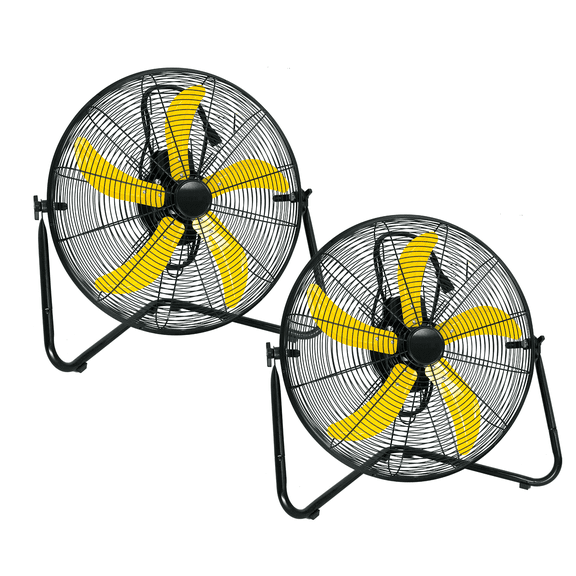 2pcs 20 Inch Heavy Duty Floor & Wall Mount Fan - 5200 CFM High Velocity, 160-Watt, 3-Speed, Industrial Cooling for Garage, Workshop, Office, Home - UL Listed