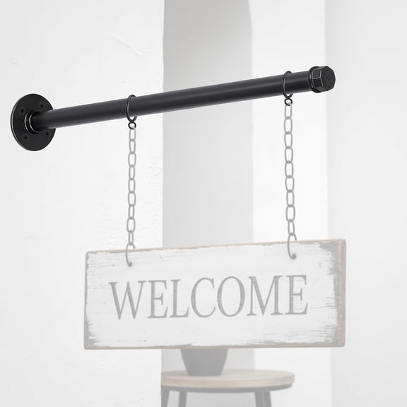 20'' Hanging Sign Bracket with Adjustable Rings Street Holder Hanger Metal Wall Bracket with Mounting Hardware for Business Shop Home Office Classroom Outdoor - No Sign