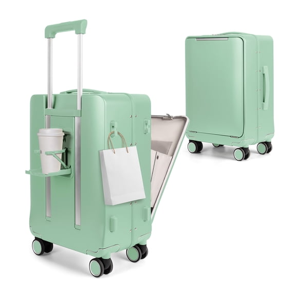 New York Xpress 20" Zipperless Carry-on Luggage, Hardside Aluminum Frame Suitcase with Spinner Wheels, TSA Approved, Light Green - LA266