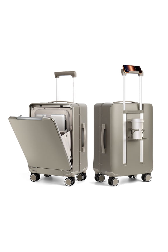 Zipperless Carry-On Luggage,Aluminum Frame Hardside Spinner Suitcase with TSA Lock, 22x14x9 Inch Airline Approved, Sliver, LA266