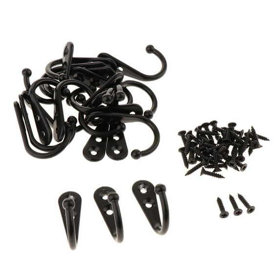 20 Hat Coat Robe Hanging Metal Single Hook Wall Door Hanger Black