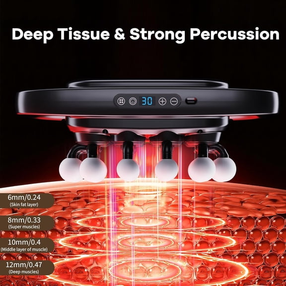 20-Head Deep Tissue Percussion Massager with 3 Modes 30 Intensities for Back Shoulders Legs