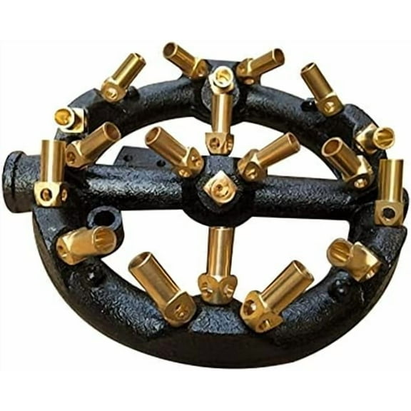 20 Heads 8.7" Propane Gas Jet Burner, Cast Iron Body Round Brass Tips Natural Wind Inlet For Chinese Wok Range, Grilling, Stir Fry - Outdoor Indoor