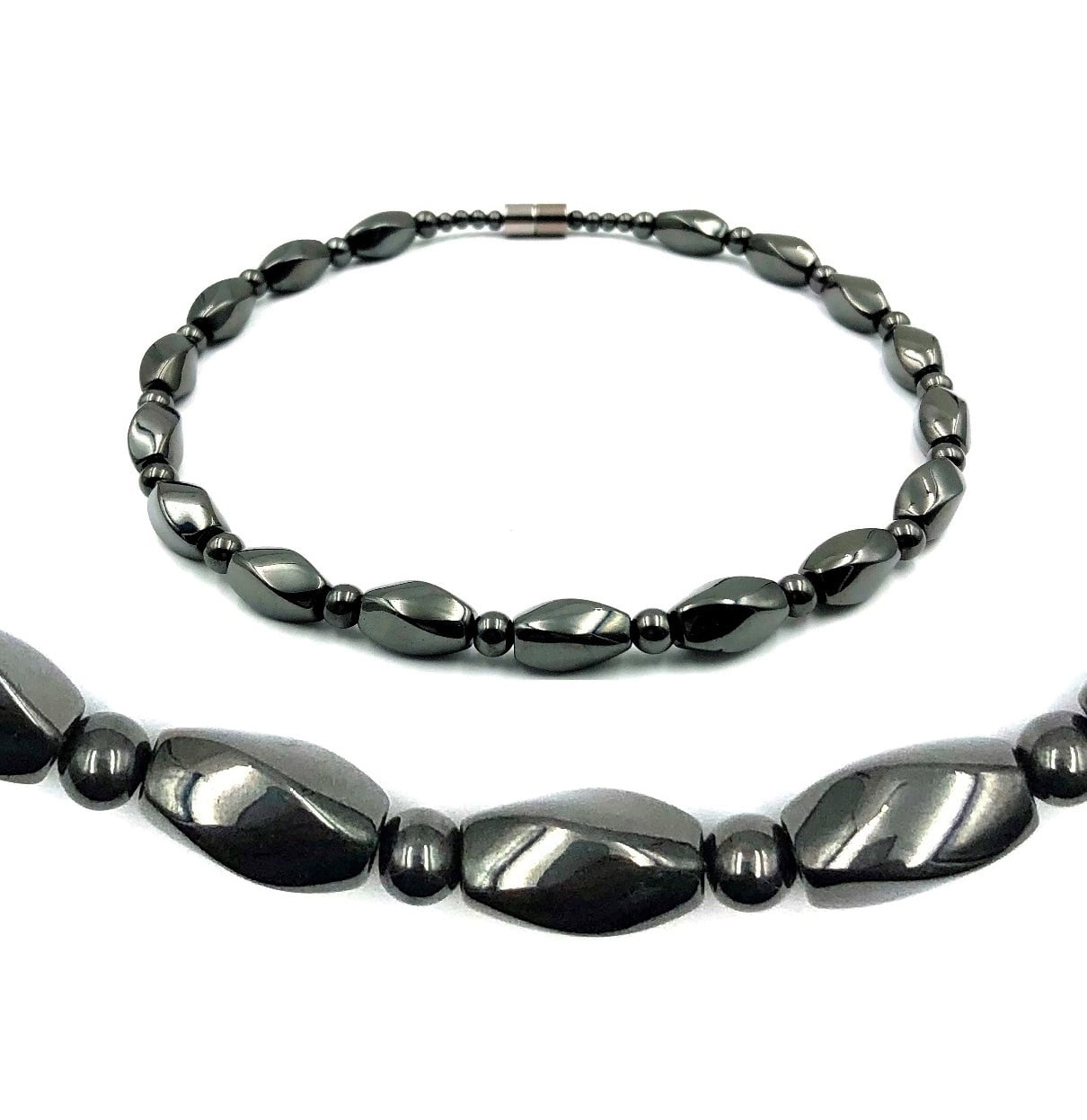 20" Heavy Beads Necklace For Arthritis with All Hematite Beads And