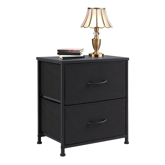 20" Height Bedroom Nightstand, 2-Drawer Fabric Dresser End Table, Versatile Storage for Entryway & Closet
