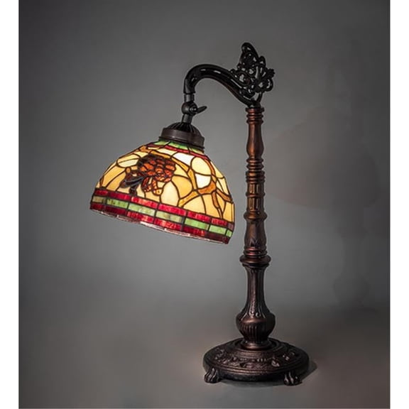 20" High Pinecone Bridge Arm Table Lamp