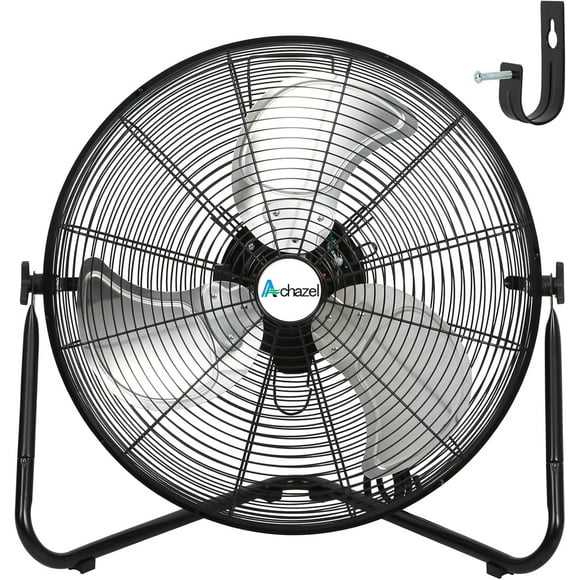 20" High Velocity Floor Fan, 3 Speed 5200 CFM Heavy Duty Metal Industrial Floor Fan with Wall-Mounting System, Ideal for Garage, Workshop, Greenhouse and Basement