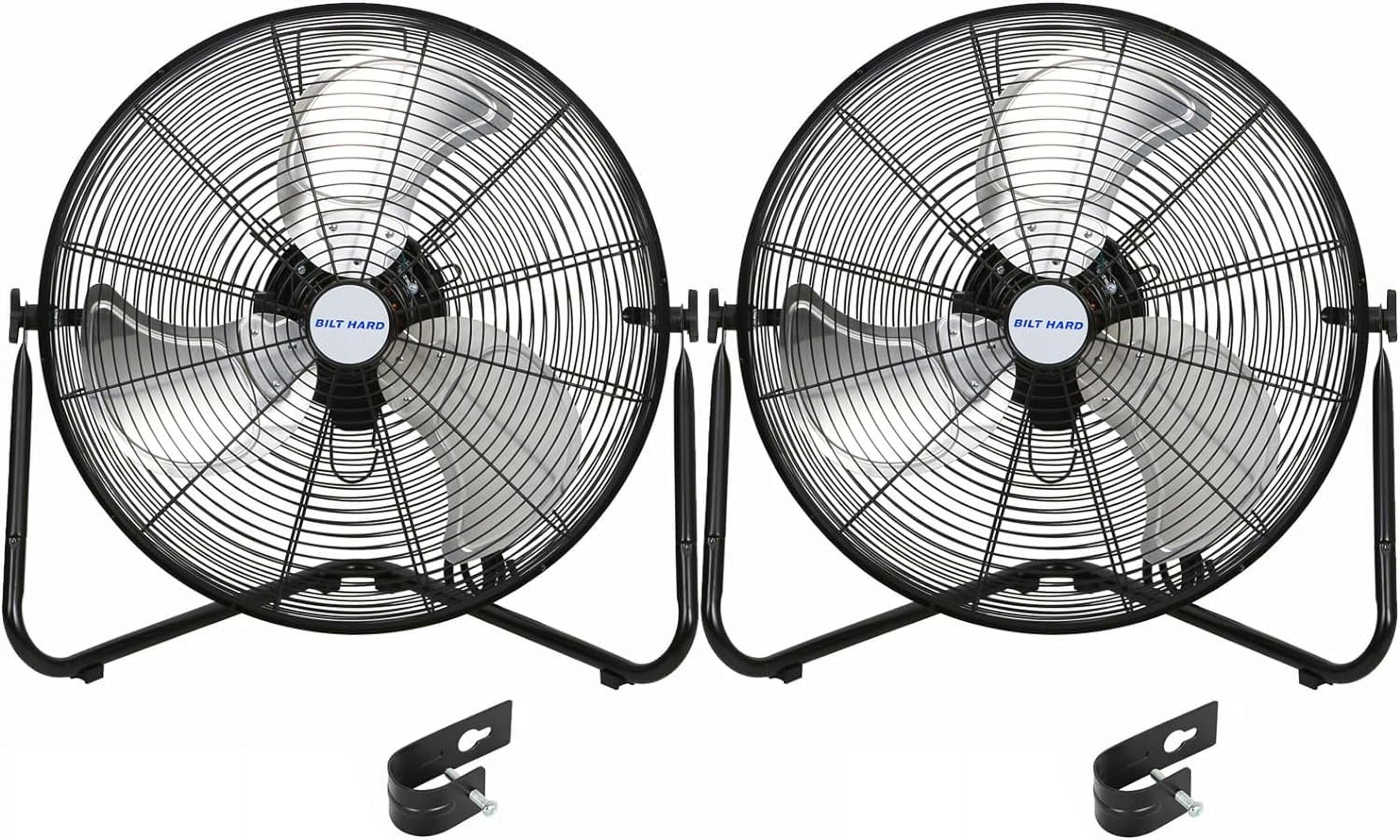 20" High Velocity Floor Fan, 4600 CFM 3-Speed Industrial Shop Fan with Wall-Mounting System, Heavy Duty Metal Fan for Garage Workshop and Warehouse, 2 Pack