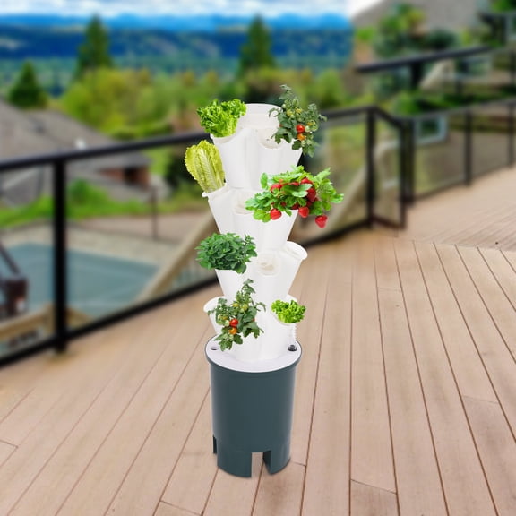 20-Hole Hydroponic Tower Kit, 4-Tier Indoor Vertical Garden with Water Circulation, Self-Watering Grow System