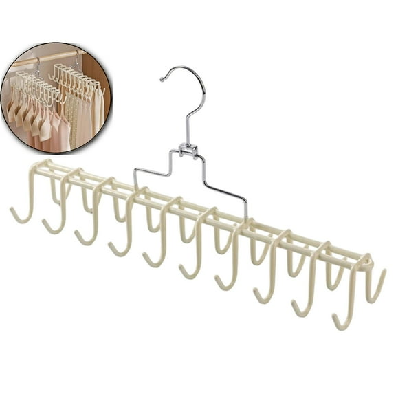 20-Hook Metal Closet Organizer, Multipurpose Garment Rack, Space-Saving Underwear Bra Hanger for Dorm Home Wardrobe