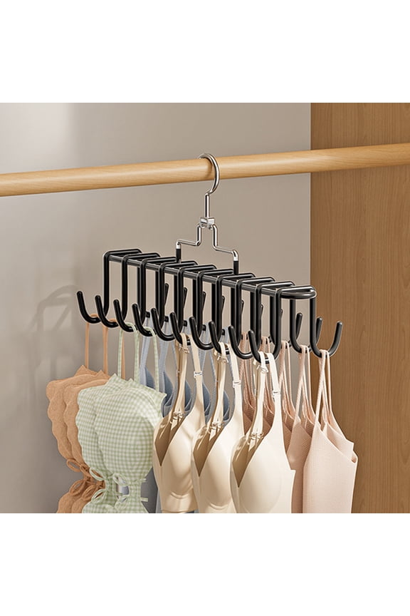 20-Hook Space Saving Garment Rack - Underwear, Bra & Tank Top Organizer - White,Black - Metal Closet Hanger (36x18.5cm) - Dorm & Home Storage Solution