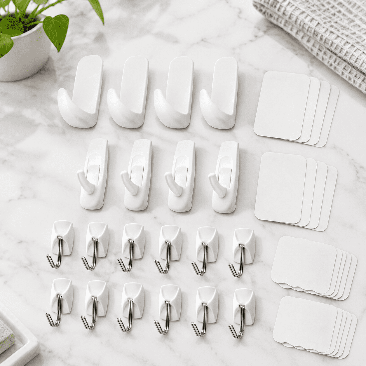 20 Hooks For Hanging Variety Pack Adhesive Wall Heavy Duty With 32 ...