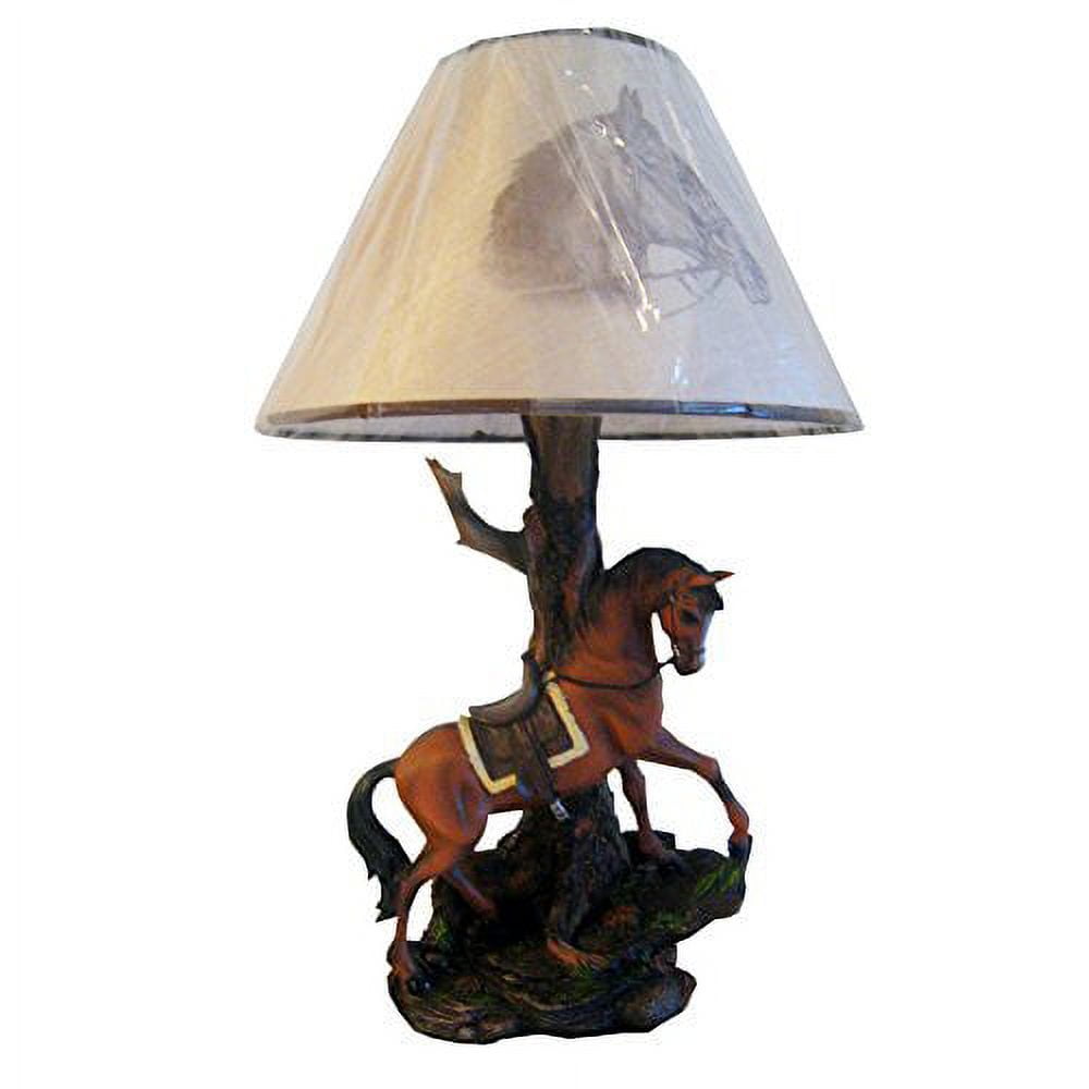 20" Horse Light Fantastik Brown Stallion with Saddle Table Lamp