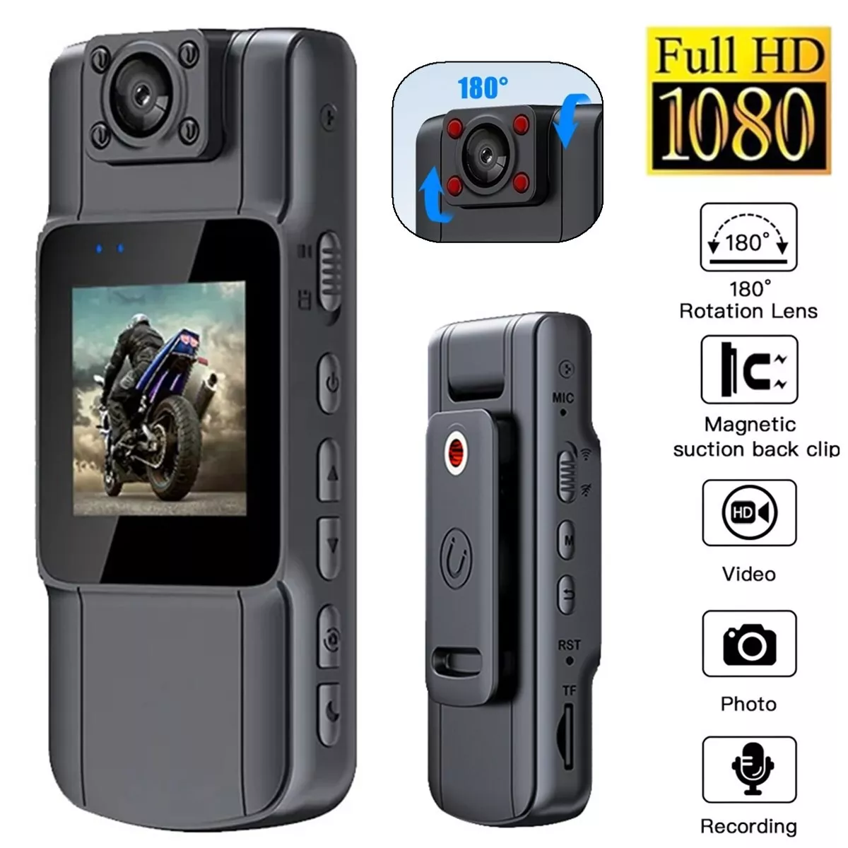 20 Hour 1080P Camcorder Mini Police Body Camera HD 180° Video DVR IR ...