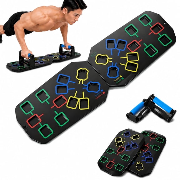 20-In-1 Push Up Board with Detachable Handles, Puzzle Snap Square Slot Design, Portable Home Gym Calisthenics Training Equipment for Chest, Shoulders, Back & Triceps, for Men Women Full Body Workout