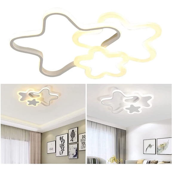 20 In Close to Ceiling Light Fixture Modern Star Designed Flush Mount Dimmable LED Chandelier, Bedroom Indoor Smart Lighting Fixture with Remote 37W
