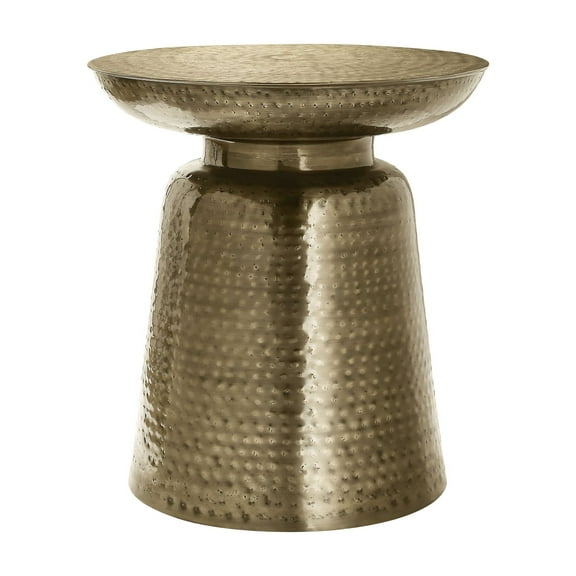 20 In. W X L 22 H Gold Metal Accent Table - Bedroom Piece Drum Side For Look