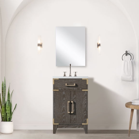 20 In. X 18 Brown Oak Bath Vanity With Acrylic - Solid Wood Build, Soft Close Mechanism, Plentiful Interior Storage Options, Handcrafted Polished Acrylic, 8 Faucet Spread Prepared For Use 20" 18"