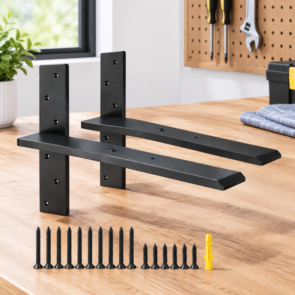 20 Inch 2 Pack Heavy Duty T Floating Steel Brackets for Countertops Cabinets