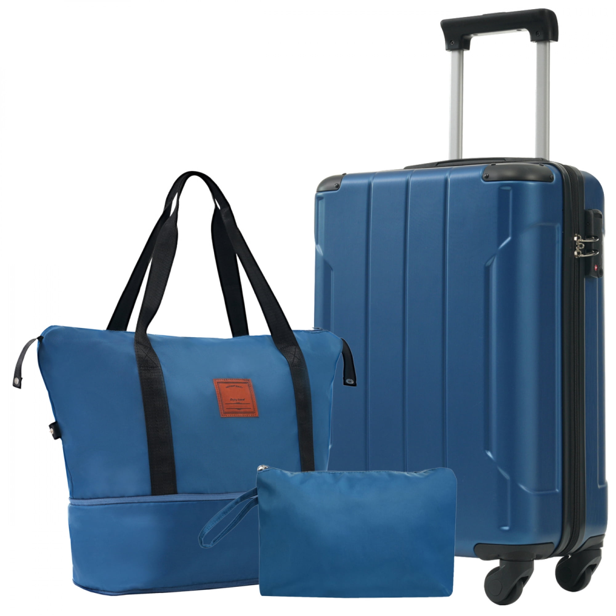 20 Inch 3-Piece Carry On Luggage Set - Lightweight ABS Hardshell Suitcase with Spinner Wheels for Business Travel & Weekend Getaways,Blue