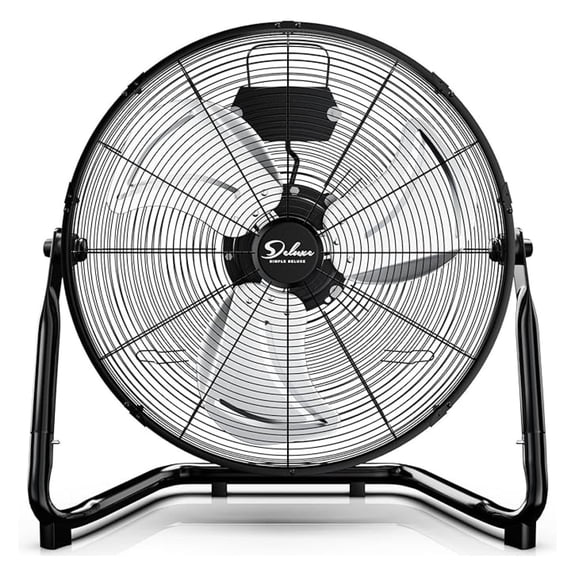 20 Inch 3-Speed High Velocity Heavy Duty Metal Industrial Floor Fans , Black, 20"