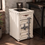 20 Inch 3 Tier Industrial Metal Nightstand, Rustic Distressed Iron Bedside Table with Drawer, Storage Container Table for Bedroom, Bar & Garage