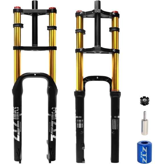 20 Inch 4.0 Fat Tire Bike Air Suspension Fork - 180mm Travel, 135mm Hub Spacing, Straight Tube MTB Manual Lockout QR 9mm, Double Shoulder Bicycle Front Forks for Fat Snow Beach E-Bike