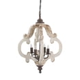 thumbnail image 1 of 20 Inch 4 Light Wood Chandelier, Classic Candelabra Style, Vintage, White, Saltoro Sherpi, 1 of 5