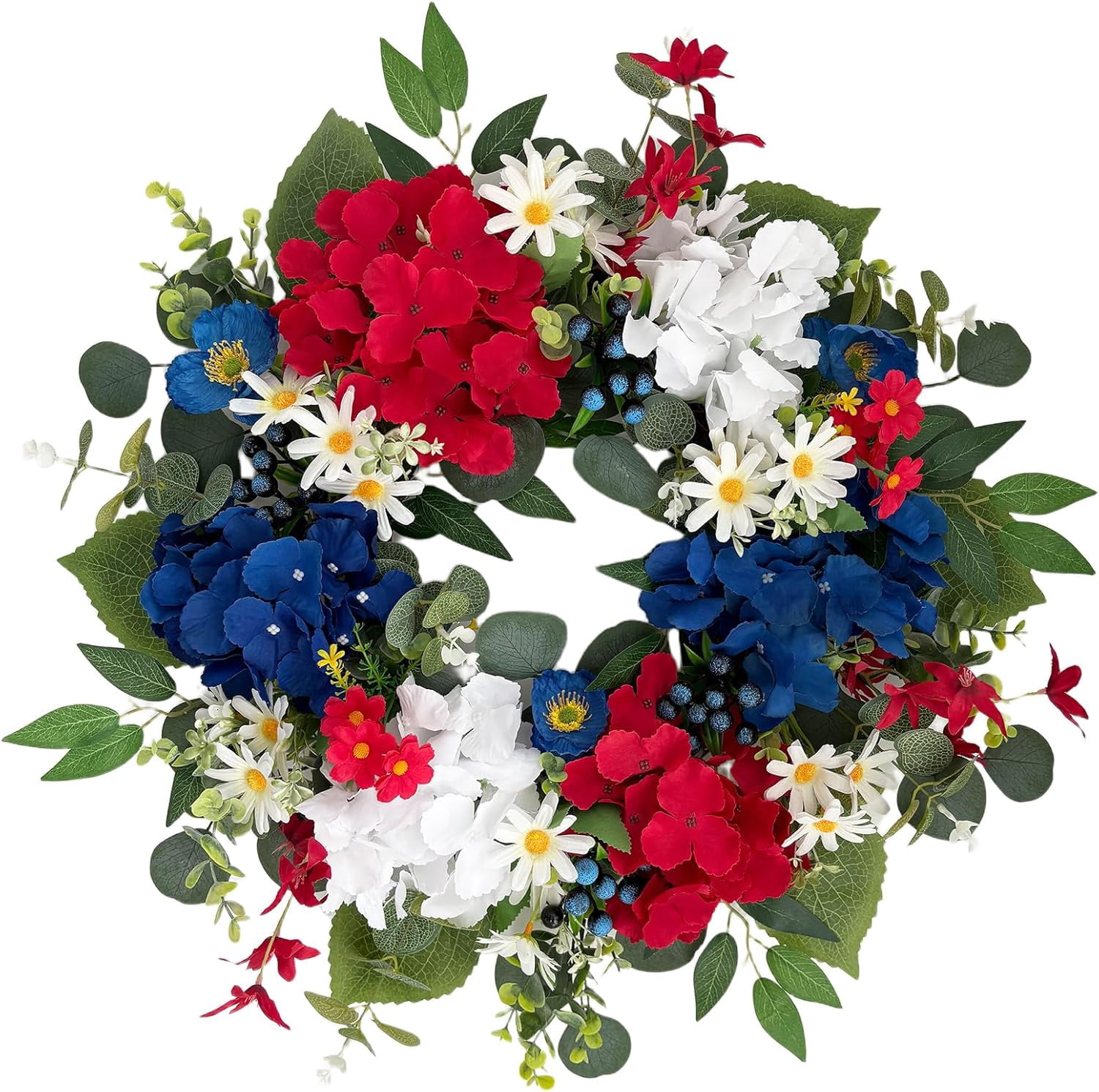 20 Inch 4th of July Wreath, Patriotic Wreaths for Front Door, Red White ...