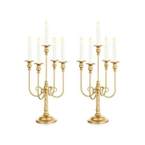 20-Inch 5-Arm Candlestick Holders (2pcs Set) - Candelabra for Taper Candles, Table Centerpiece & Floral Decor, Perfect for Halloween & Home Decorations
