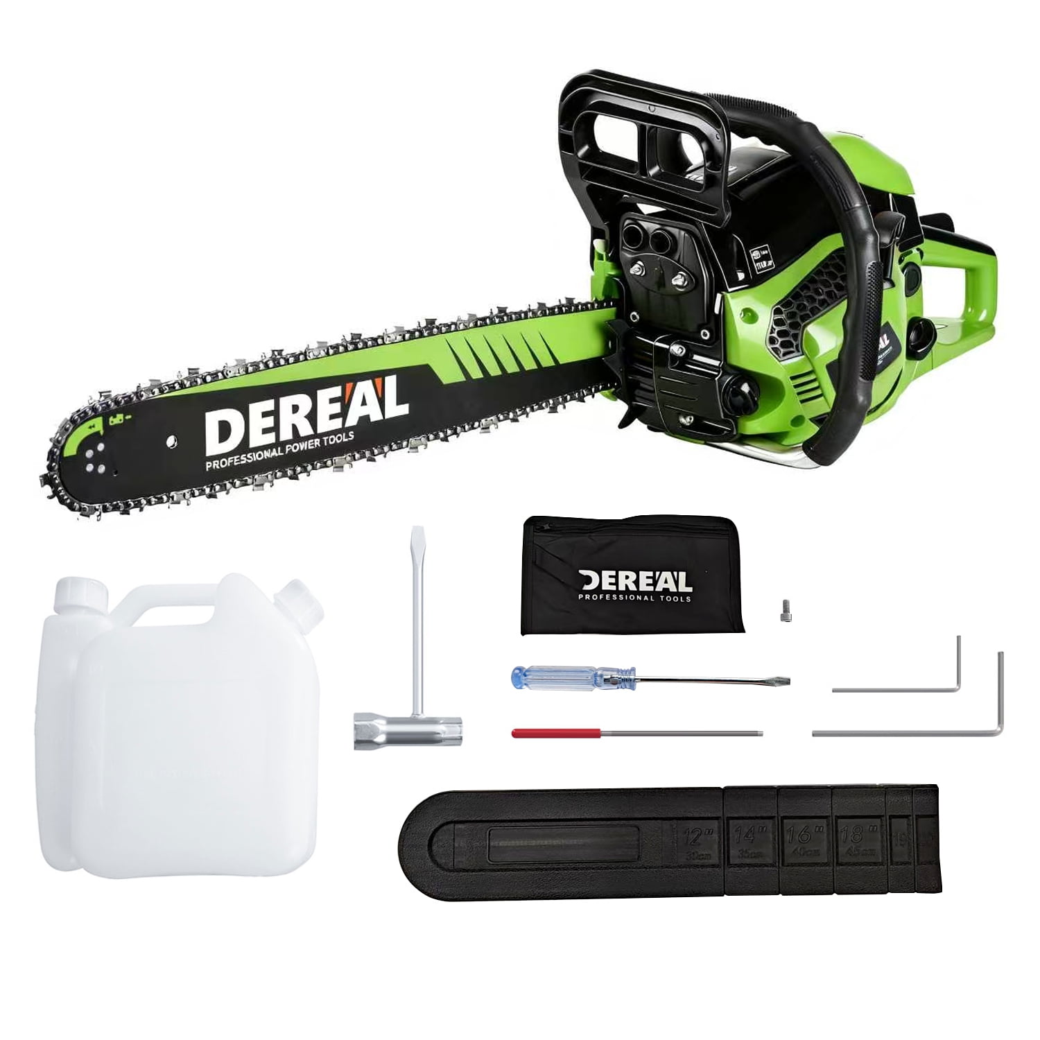 20-Inch 62CC 2-Stroke Gas Chainsaw, Heavy-Duty Gas Powered Wood Cutting Saw with Automatic Oiler & Easy Start for Farm & Home Use 620XP Green