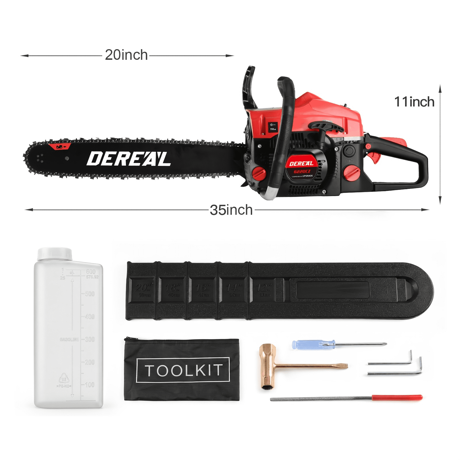 20 Inch 62CC Gas Chainsaw 2-Stroke Engine red