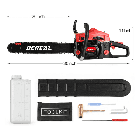 20 Inch 62CC Gas Chainsaw 2-Stroke Engine red