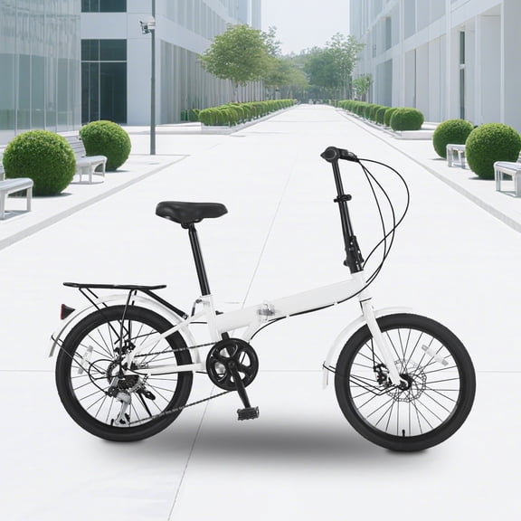 20-Inch 7-Speed Folding Bike, Dual Disc Brakes Aluminum Alloy Frame for Commuting Travel Gravel Highway Sand Roads