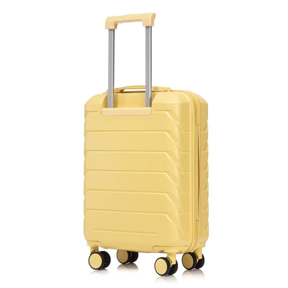 20 Inch ABS Hard Shell Carry-On Luggage, Airline Approved, Scratch Resistant, 4 Spinner Wheels, Built-in Combination Lock, Lightweight Waterproof Suitcase (Yellow)
