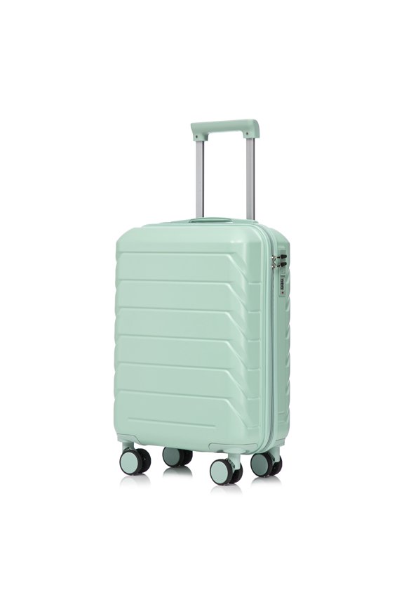 20 Inch ABS Hard Shell Carry-On Luggage, Airline Approved, Scratch Resistant, 4 Spinner Wheels, Built-in Combination Lock, Lightweight Waterproof Suitcase (Mint Green)