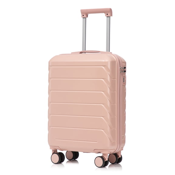 20 Inch ABS Hard Shell Carry-On Luggage, Airline Approved, Scratch Resistant, 4 Spinner Wheels, Built-in Lock, Lightweight Waterproof Suitcase (Pink)Walmart