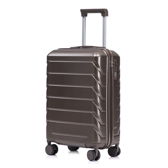 20 Inch ABS Hard Shell Travel Checked Luggage - Scratch Resistant Surface Four Multi-Directional Wheels, With Combination Lock.(Brown)