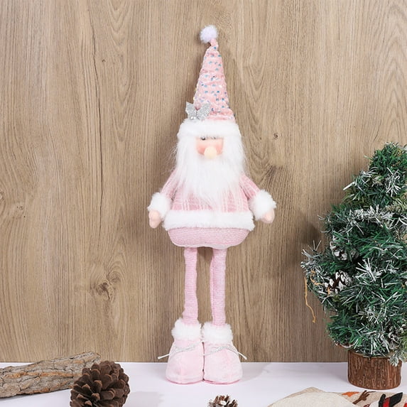20 Inch Adjustable Height Santa Snowman Doll - Pink Glitter Plush Christmas Decor for Fireplace Shelf Display Pink