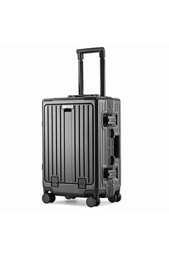20-Inch Adult Carry On Suitcase with Wheels, Top Opening, Aluminum Frame, TSA Lock, Black
